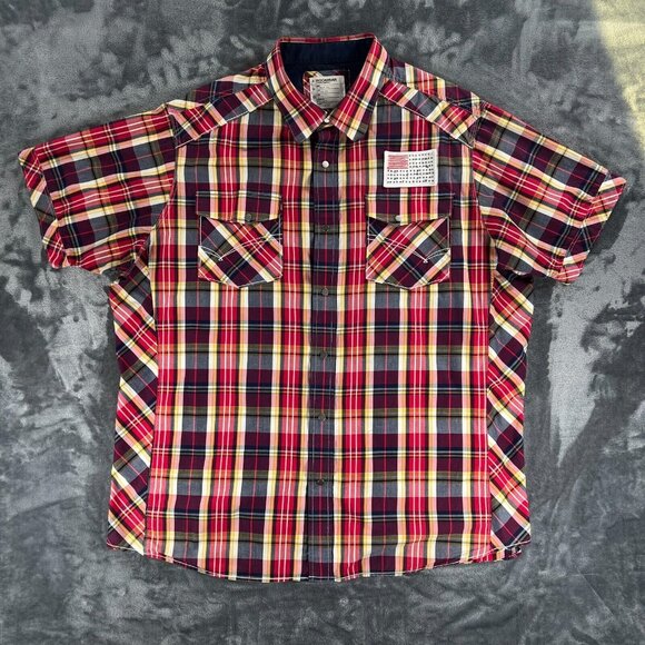 Rocawear Short Sleeve Vintage Button Up Shirt Men 3XL Plaid Rap Hip Hop Jay Z - Picture 11 of 16